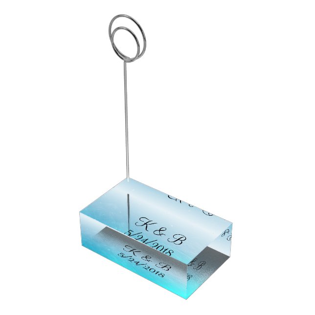 Aqua Blue Table Number Card Holder Wedding (Corner)