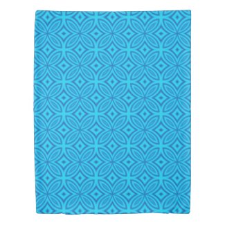 Aqua blue, teal abstract retro geometric pattern duvet cover