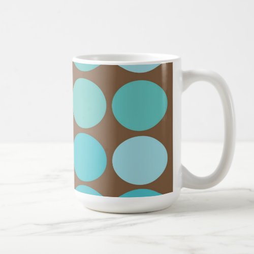 Aqua Blue Teal and Brown Dots Modern Pattern Coffee Mug