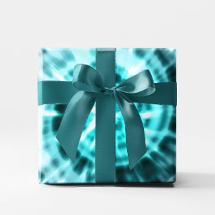 Aqua Blue Teal and White Abstract Digital Tile Wrapping Paper