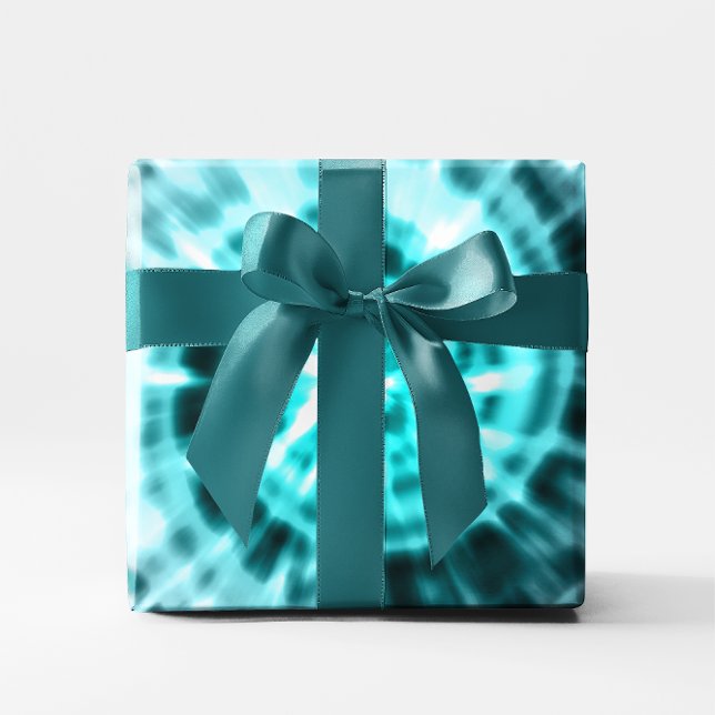 Aqua Blue Teal and White Abstract Digital Tile Wrapping Paper (Aqua Blue Teal and White Abstract Digital Tile Wrapping Paper)
