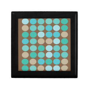 Aqua Blue Teal & Brown Dots Modern Jewelry Box