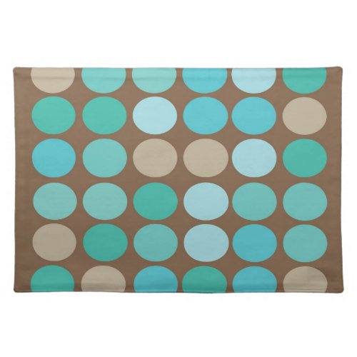 Aqua Blue Teal  Brown Dots Modern Pattern Placemat