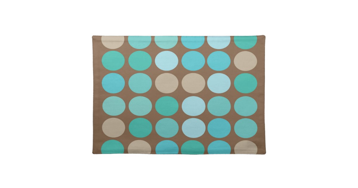 Aqua Blue Teal Brown Dots Modern Pattern Placemat Zazzle Com