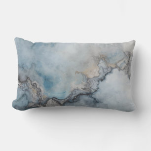 Aqua Blue Teal Gray Beige Abstract Home Decor Lumbar Pillow