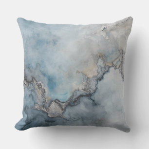 Aqua Blue Teal Gray Beige Abstract Home Decor Throw Pillow