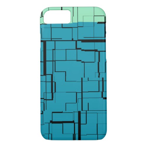 Aqua Blue Teal Green Modern Pattern iPhone 87 Case