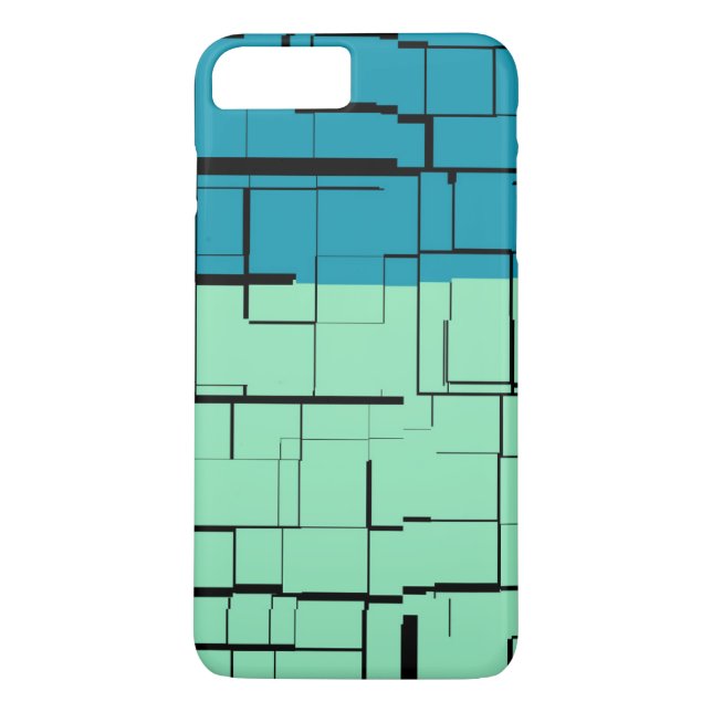 Aqua Blue Teal Green Modern Pattern Case-Mate iPhone Case (Back)