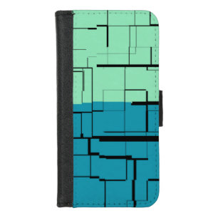 Aqua Blue Teal Green Modern Pattern iPhone 8/7 Wallet Case
