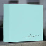 Aqua Blue Teal Modern Script Girly Monogram Name 3 Ring Binder<br><div class="desc">Aqua Blue Teal simple  Script Monogram Name Binder. This makes the perfect sweet 16 birthday,  wedding,  bridal shower,  anniversary,  baby shower or bachelorette party gift for someone that loves glam luxury and chic styles.</div>