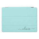 Aqua Blue Teal Modern Script Girly Monogram Name iPad Pro Cover Aqua Blue Teal Modern Script Girly Monogram Name iPad Pro Cover
