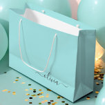 Aqua Blue Teal Modern Script Girly Monogram Name Large Gift Bag<br><div class="desc">Aqua Blue Teal Simple Script Monogram Name Gift Bag. This makes the perfect sweet 16 birthday,  wedding,  bridal shower,  anniversary,  baby shower or bachelorette party gift bag for someone that loves glam luxury and chic styles.</div>