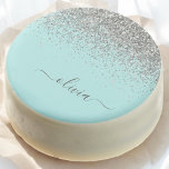 Aqua Blue Teal Silver Glitter Monogram Chocolate Covered Oreo<br><div class="desc">Aqua Blue - Teal and Silver Sparkle Glitter Script Monogram Name Cookies. This makes the perfect graduation,  birthday,  wedding,  bridal shower,  anniversary,  baby shower or bachelorette party gift for someone that loves glam luxury and chic styles.</div>