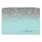 Aqua Blue Teal Silver Glitter Monogram