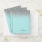 Aqua Blue Teal Silver Glitter Monogram