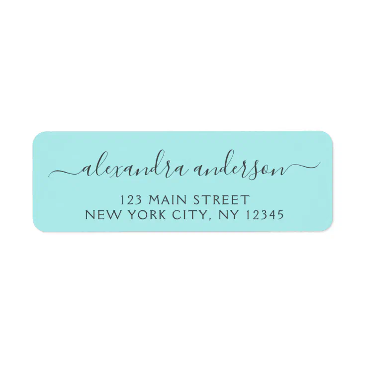 Aqua Blue Teal Silver Script Typography Wedding Label | Zazzle