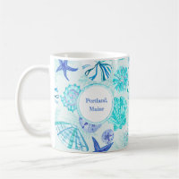 Aqua-blue-teal watercolor seashell-w/custom name