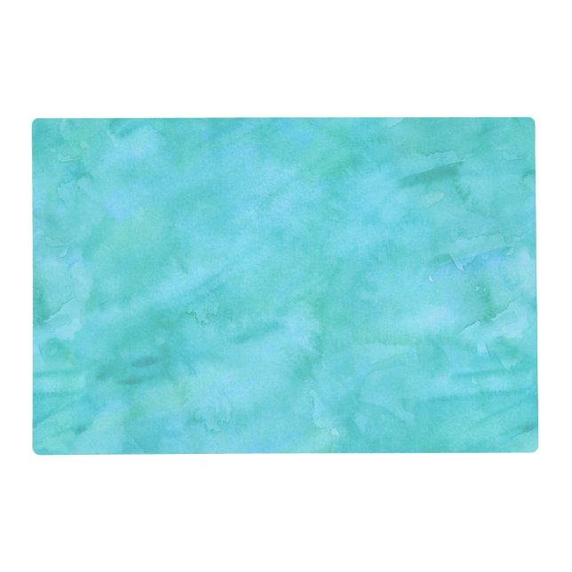Aqua Blue Teal Watercolor Texture Pattern Placemat (Front)