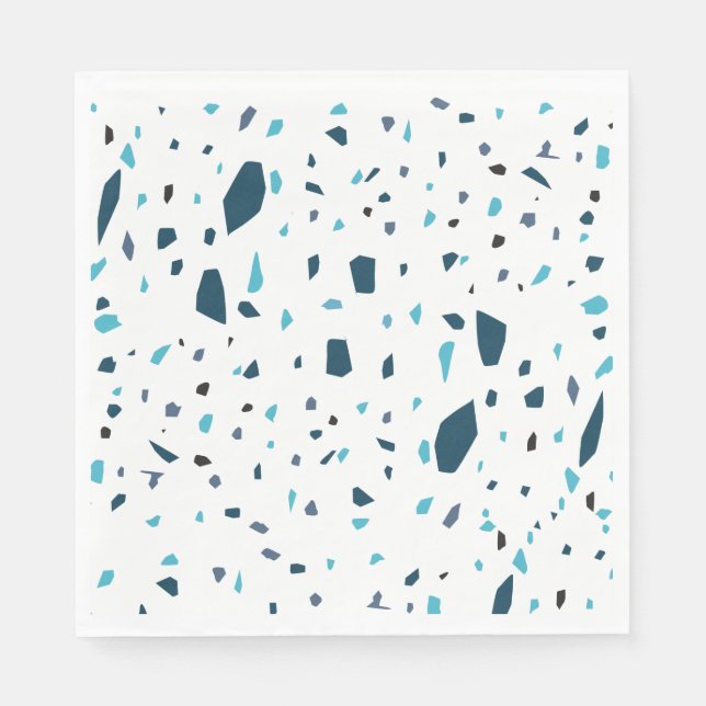 Aqua Blue Terrazzo Pieces Napkins (Front)