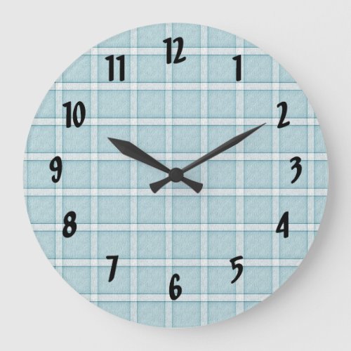 Aqua Blue Tile Pattern Large Clock