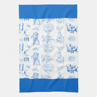 Aqua Blue Toile American MoJo Kitchen Towel