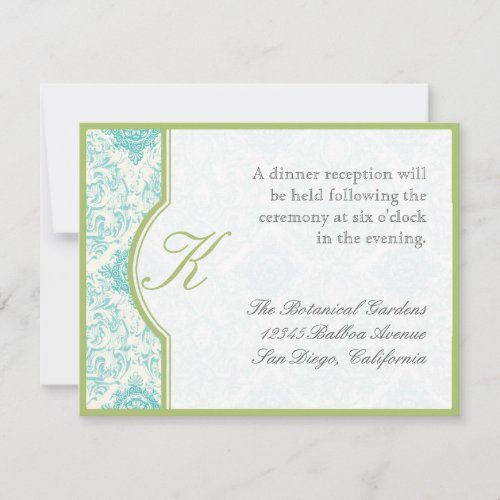 Aqua Blue Toile Quatrefoil _ Reception Invitation