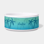 Aqua Blue Tropical Palm Trees And Custom Name<br><div class="desc">Blue palm tree silhouettes on an aqua blue gradient background color. There is also a personalizable text area for a name.</div>