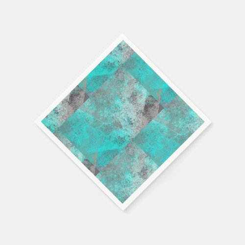 Aqua Blue Turquoise and Gray Abstract Napkins