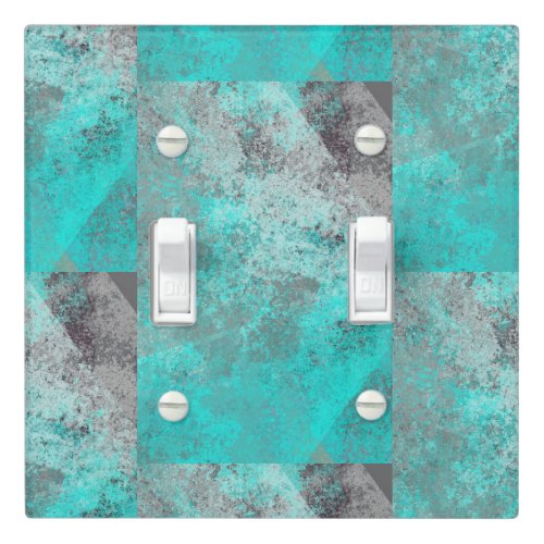 Aqua blue turquoise and gray distressed abstract light switch cover