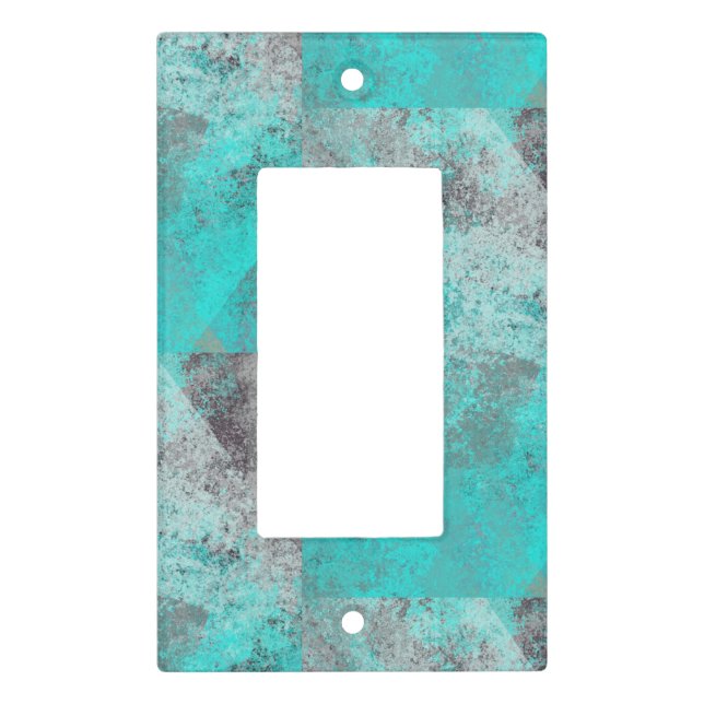 Aqua blue turquoise and gray distressed abstract  light switch cover (Front)