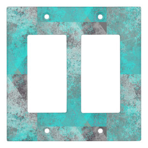 Aqua blue turquoise and gray distressed abstract light switch cover