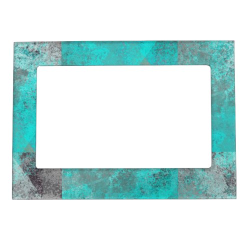 Aqua blue turquoise and gray distressed abstract magnetic frame