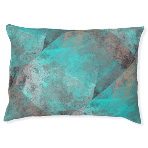 Aqua blue turquoise and gray distressed abstract  pet bed