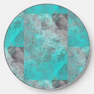 Aqua blue turquoise and gray distressed abstract wireless charger