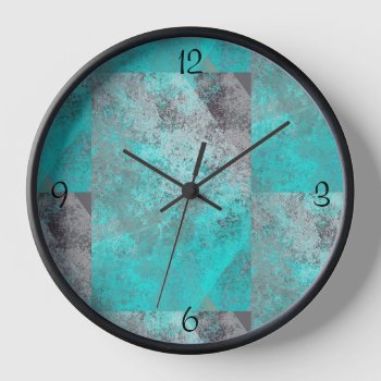 Aqua Blue Turquoise And Gray Distressed Clock by minx267 at Zazzle