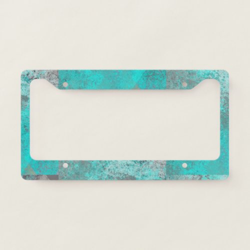Aqua Blue Turquoise and Gray Distressed License Plate Frame