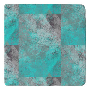 Aqua Blue Turquoise and Gray Distressed  Trivet