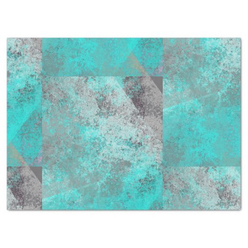 Aqua Blue Turquoise and Gray Modern Distressed  Tissue Paper