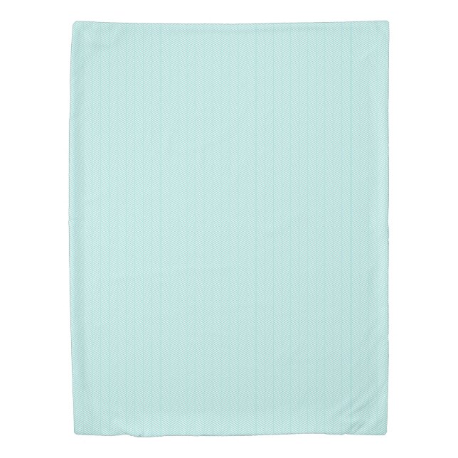 Aqua Blue Turquoise Teal White Chevron Duvet Cover (Front)