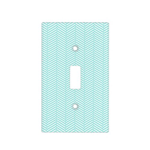 Aqua Blue Turquoise Teal White Chevron Light Switch Cover