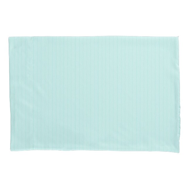 Aqua Blue Turquoise Teal White Chevron Pillow Case (Front)