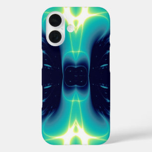 AQUA BLUE TURQUOISE WHITE LIGHT WAVES iPhone 16 CASE