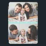 Aqua Blue Two Photo Collage Custom iPad Pro Cover<br><div class="desc">Customizable iPad Pro cover featuring two-photo collage with an aqua blue accent. This personalized photo iPhone Pro cover is a perfect way to showcase your family photos.</div>
