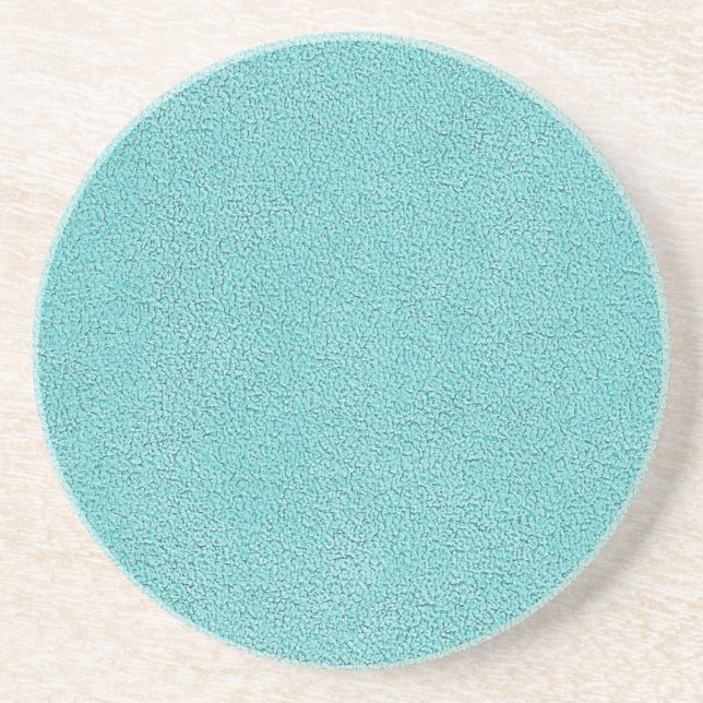 Aqua Blue Ultrasuede Look Sandstone Coaster (Front)