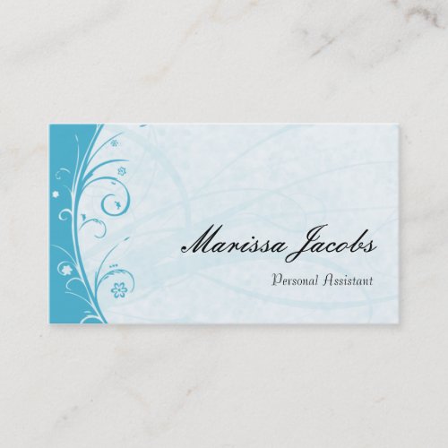 Aqua Blue Vibrant Personal Assistant Business Card