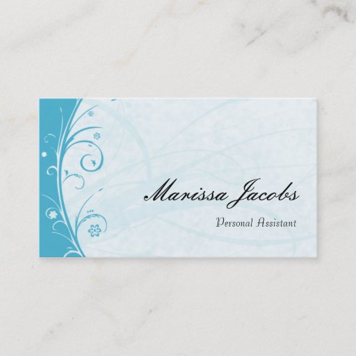 Customizable Aqua Blue Vibrant Personal Assistant Business Card