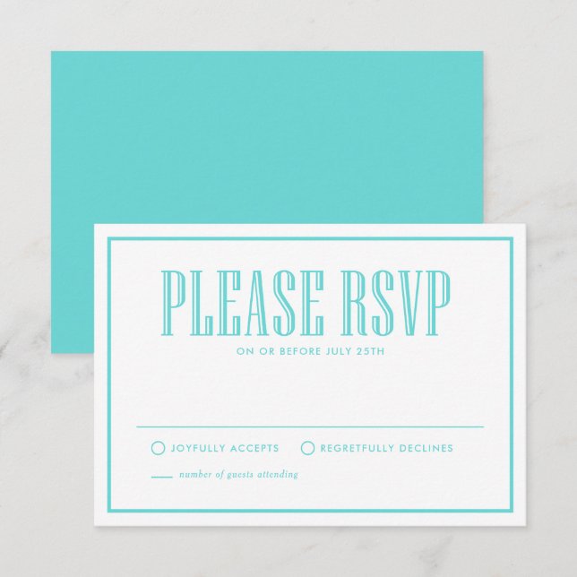 Aqua Blue Vintage Typography Be Married Wedding RSVP Card (Front/Back)