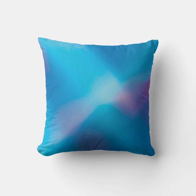 Aqua Blue Violet Glowing Light #1 Abstract Throw Pillow (Front)