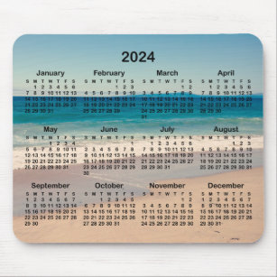 Aqua Blue Water Beach Photo 2024 Calendar Mouse Pad