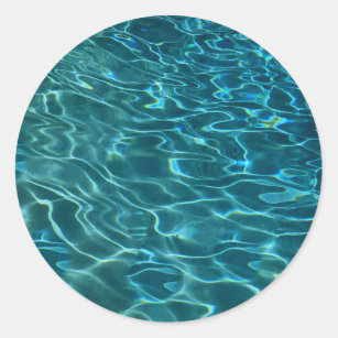 Aqua Blue Water Pattern, rippling ocean waves Classic Round Sticker